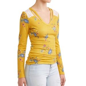 3/$20 Ribbed Top, Yellow Floral